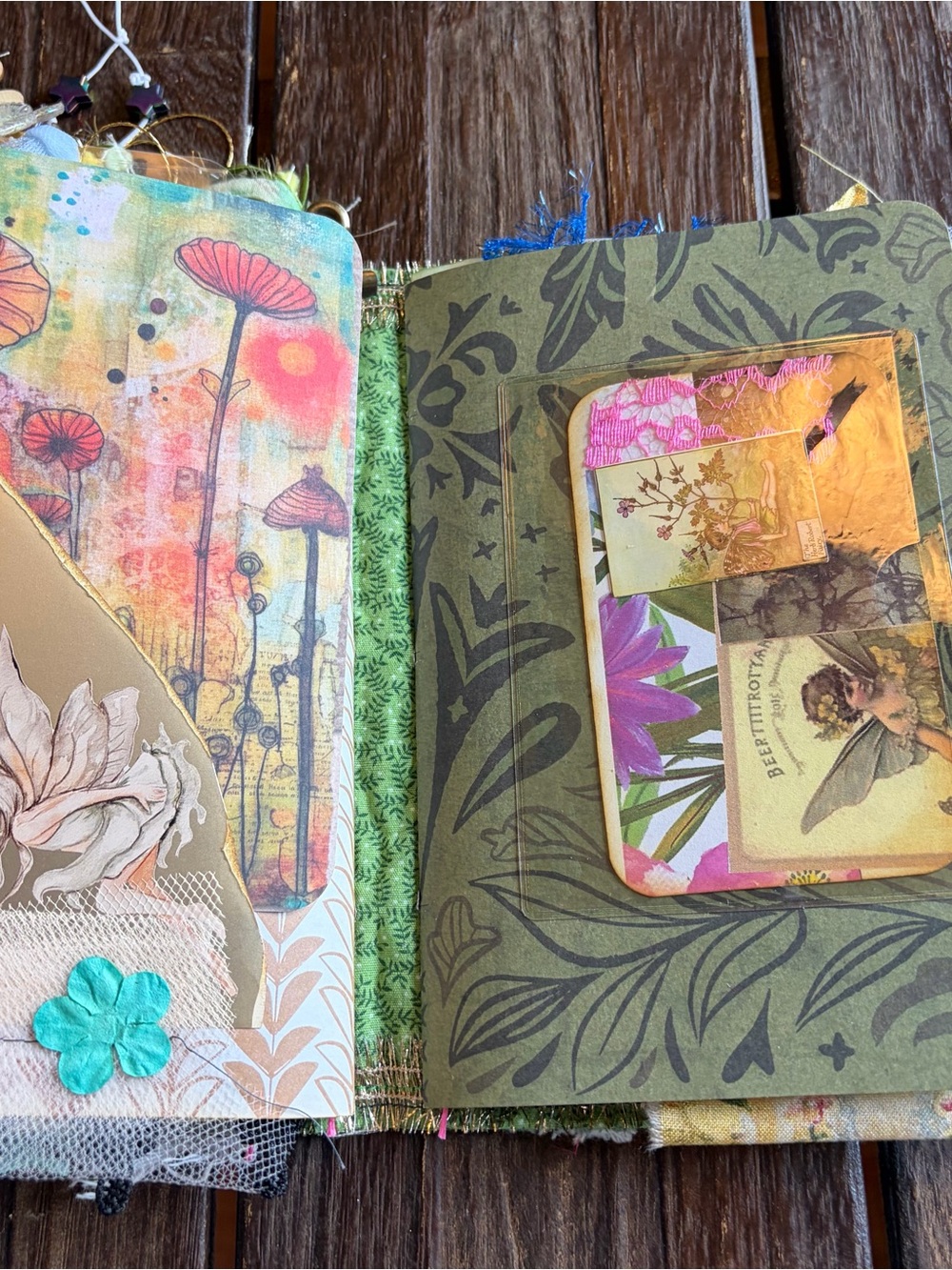 Fairy Junk Journal Gold Floral Denim Boho Grungy Decorated 3 Sig Softcover - Picture 11 of 16